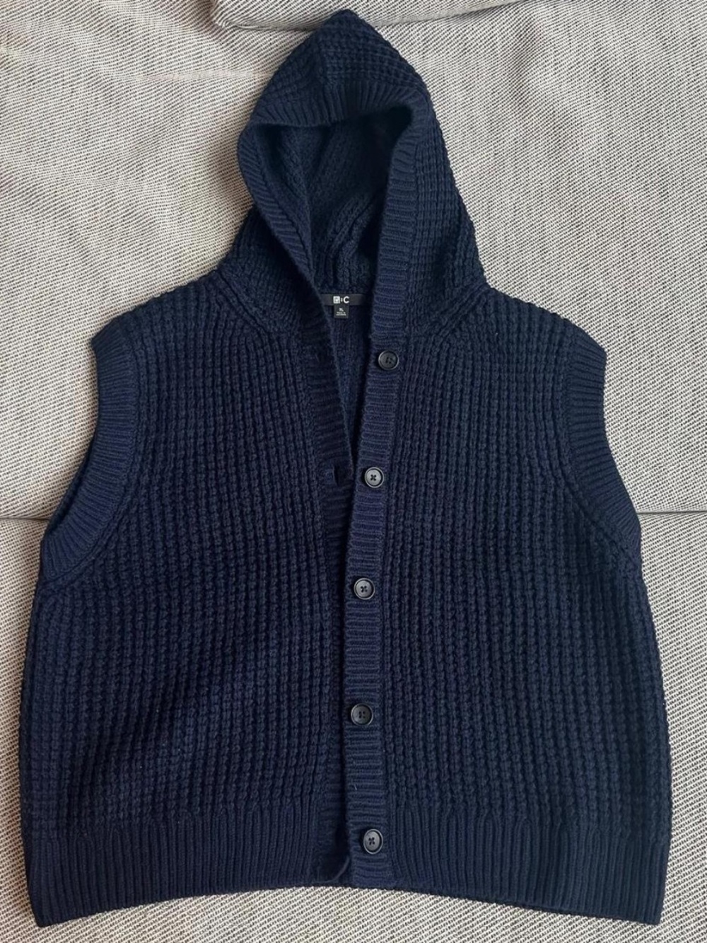 UNIQLO C Knit Hooded Vest Navy